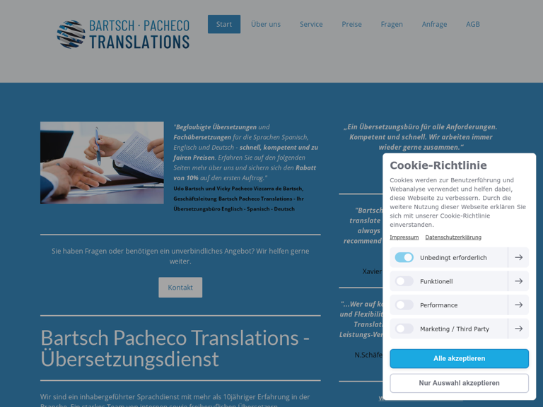 Firmenlogo vom Unternehmen Bartsch Pacheco Translations aus Werder (Havel)