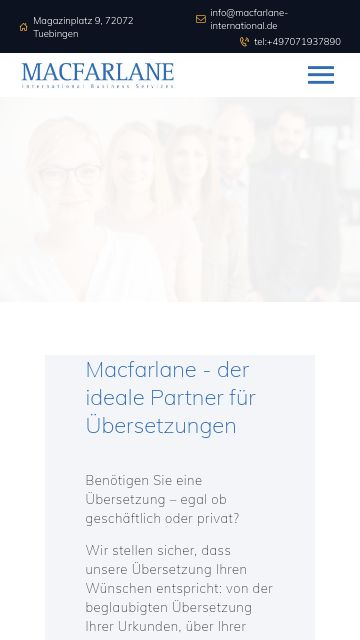 Firmenlogo vom Unternehmen Macfarlane International Business Services GmbH & Co. KG. aus Tübingen