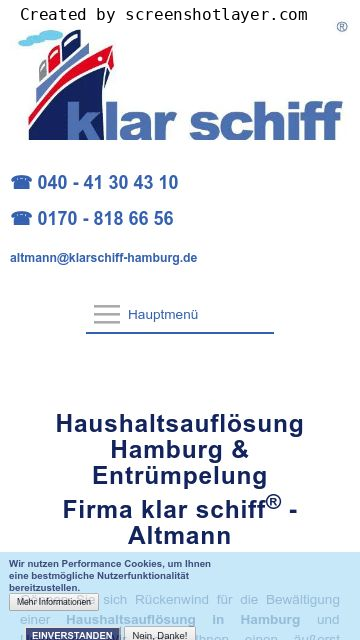 Firmenlogo vom Unternehmen klar schiff Altmann Haushaltsauflösung Hamburg aus Hamburg