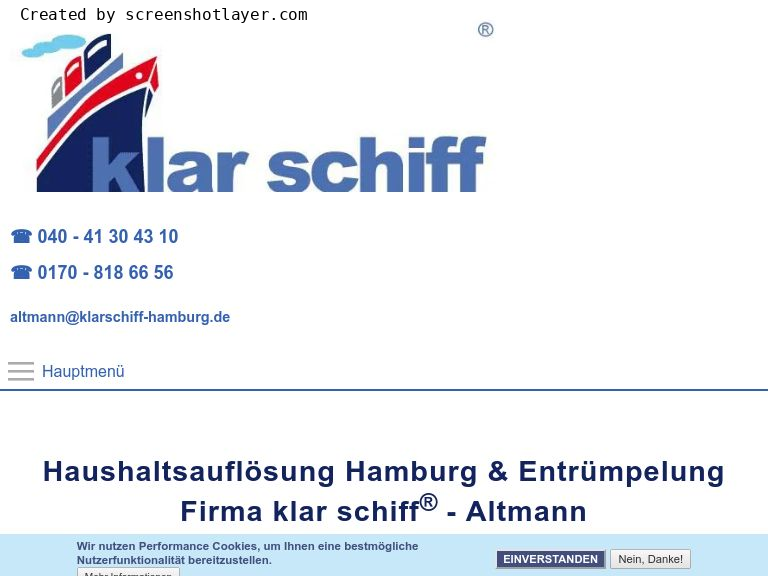 Firmenlogo vom Unternehmen klar schiff Altmann Haushaltsauflösung Hamburg aus Hamburg