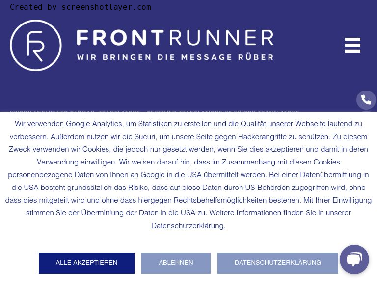 Firmenlogo vom Unternehmen Übersetzungsbüro Front Runner Berlin